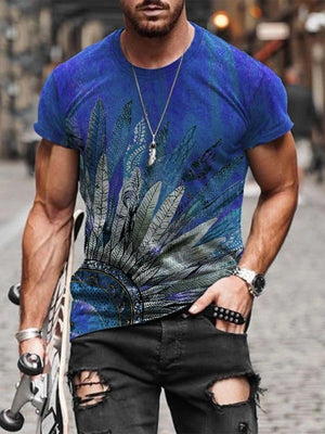 Men's Print Short Sleeves Casual T-shirt 22 - Amamble