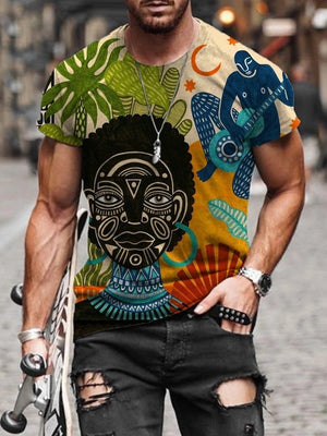 Men's Print Short Sleeves Casual T-shirt 23 - Amamble