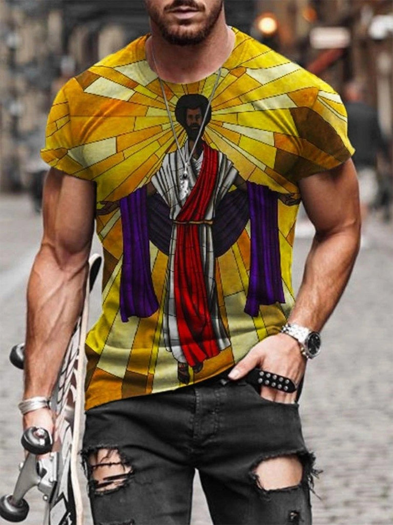 Men's Print Short Sleeves Casual T-shirt 25 - Amamble