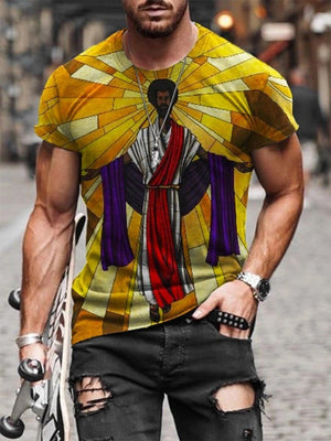 Men's Print Short Sleeves Casual T-shirt 25 - Amamble