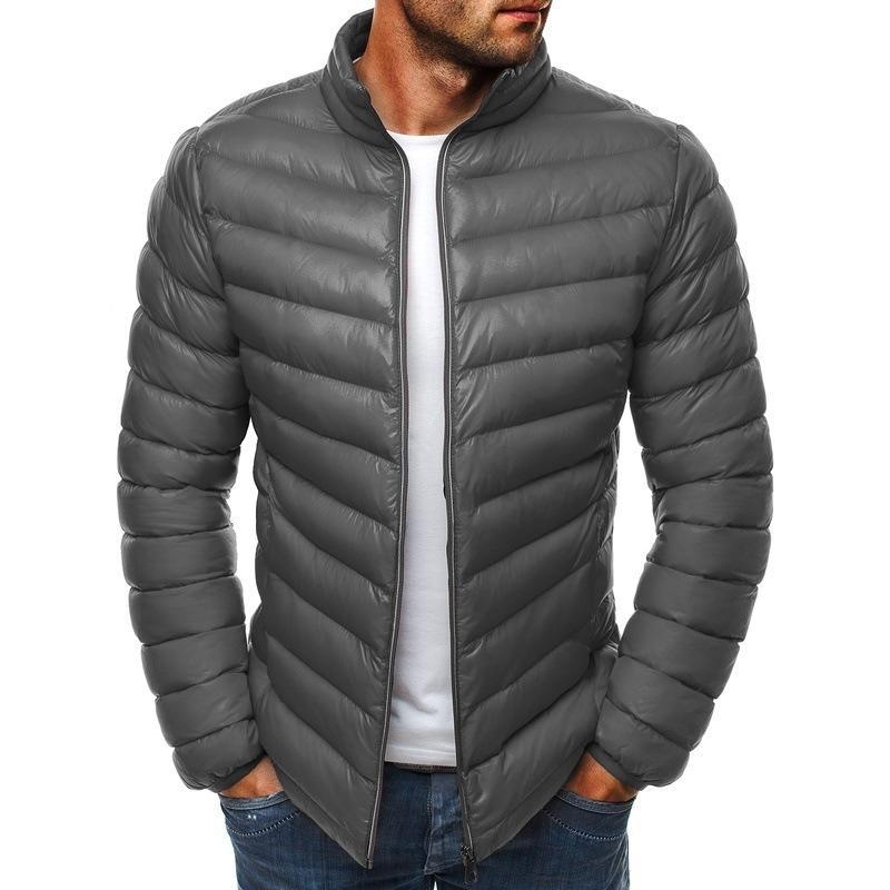 Men's Pure Color Simple Fashion Warm Thick Coat - Amamble