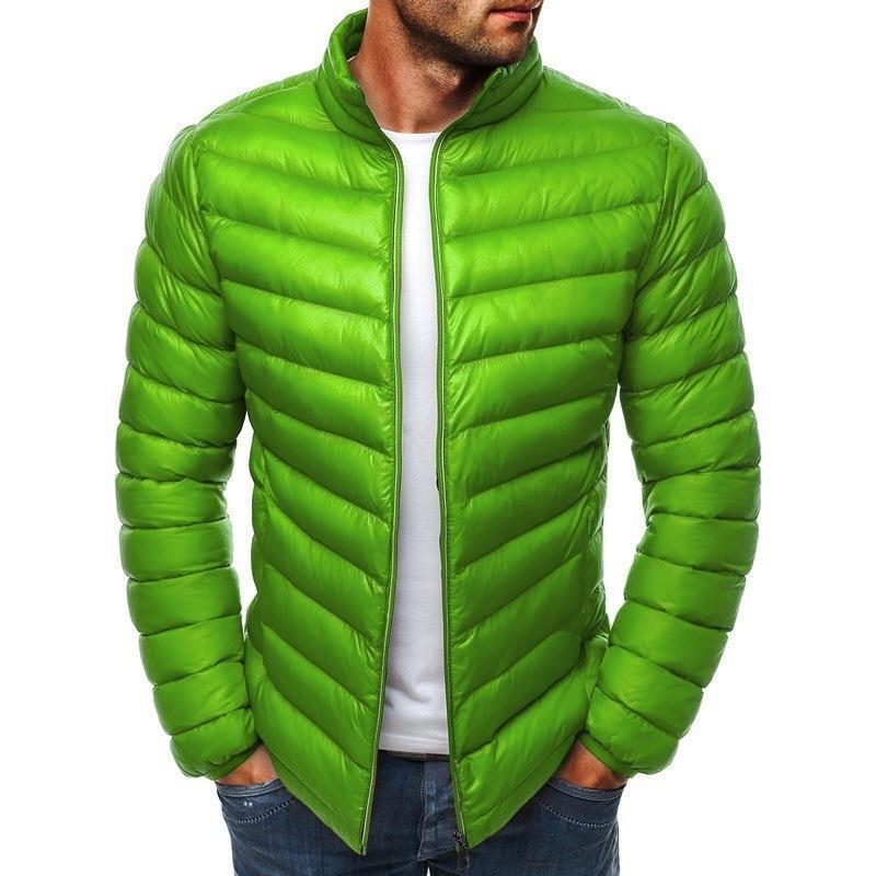 Men's Pure Color Simple Fashion Warm Thick Coat - Amamble