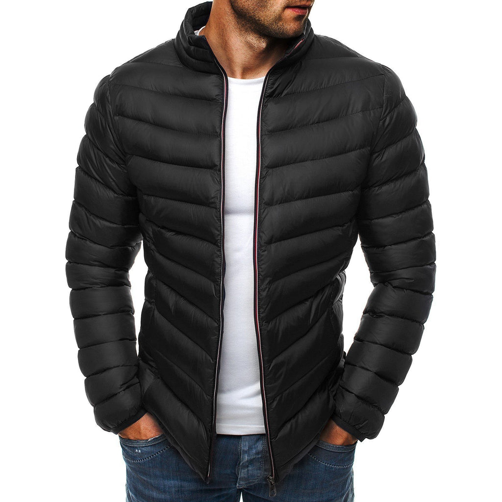 Men's Pure Color Simple Fashion Warm Thick Coat - Amamble