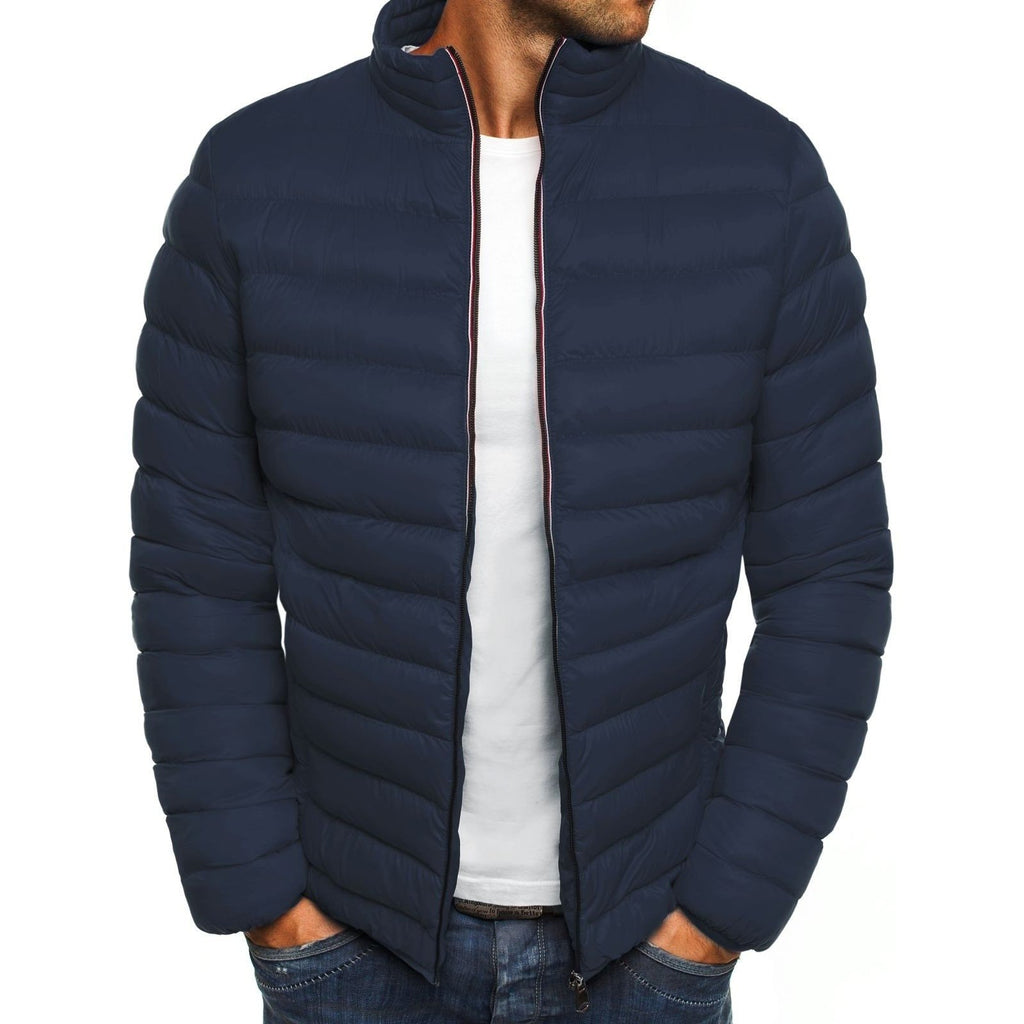 Men's Pure Color Simple Fashion Warm Thick Coat - Amamble