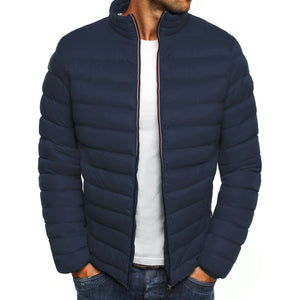 Men's Pure Color Simple Fashion Warm Thick Coat - Amamble