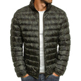 Men's Pure Color Simple Fashion Warm Thick Coat - Amamble