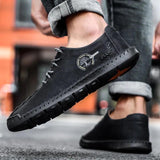Men's Hand Stitching Non Slip Soft Sole Casual Leather Shoes - Amamble