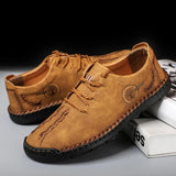 Men's Hand Stitching Non Slip Soft Sole Casual Leather Shoes - Amamble