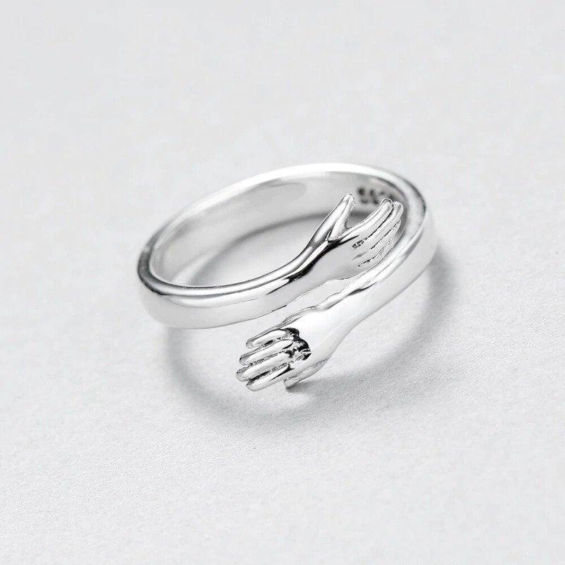 Sterling Silver Hug Ring - Amamble