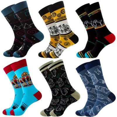 Couple models 6 Pieces Colorful 100%Cotton Fancy Socks - Amamble