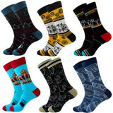 Couple models 6 Pieces Colorful 100%Cotton Fancy Socks - Amamble