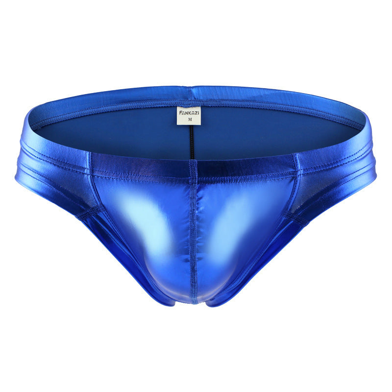 Men's bronzing patent leather triangle underwear