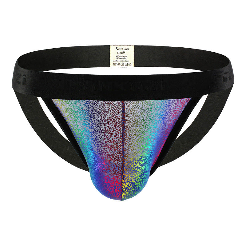 Men's rainbow personality low waist double thong
