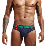Men's low waist U-convex color contrast large pouch underwear