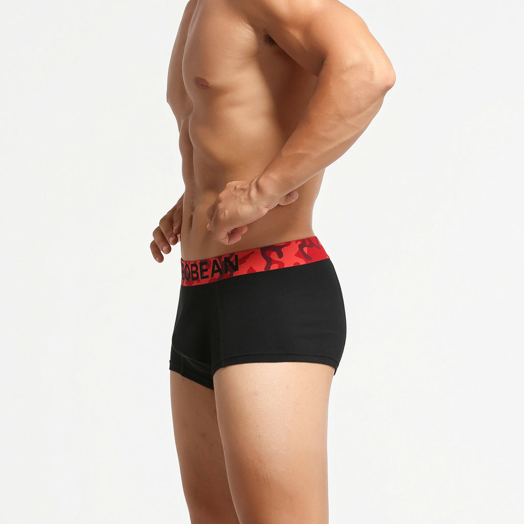 Men's solid color low waist boxer underwear