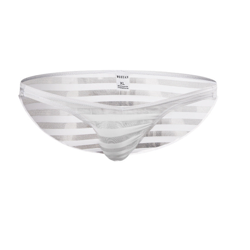Men's transparent striped sexy triangle underwear