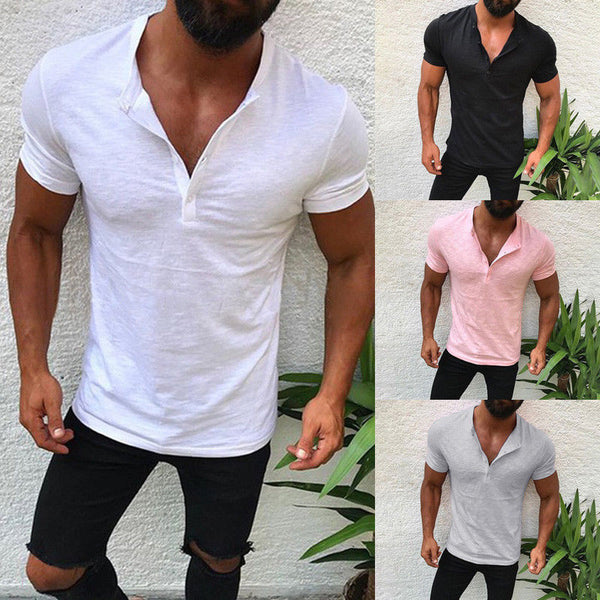 2023 Men's Personalized Button Solid Color Top
