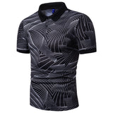 2021 Men's Wave Print Lapel Polo Shirt - Amamble