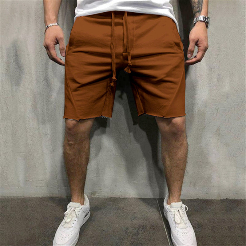 Loose Plain Elastic Waist Shorts - Amamble