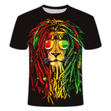 Men's hip-hop lion crew neck T-shirt - Amamble