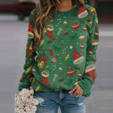 Christmas round neck long sleeve fleece sweater - Amamble