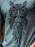 Owl Print Short Sleeve T-Shirt - Amamble