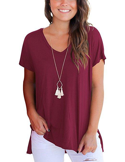 V-neck short sleeves with side seams - Amamble
