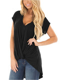 V-neck knotted casual top - Amamble