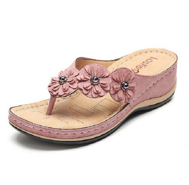 Floral vintage flip-flop sandals - Amamble