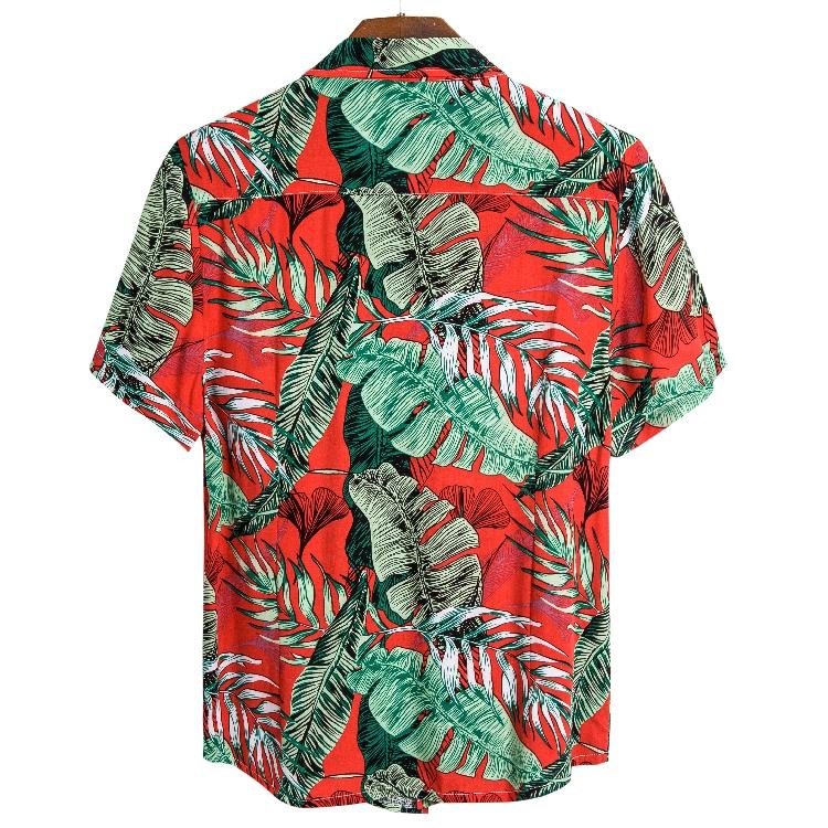Hawaiian style men's beach short sleeve shirt - Amamble