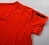 V-neck solid color zipper men's sports T-shirt - Amamble