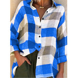 Printed long sleeve loose check shirt - Amamble