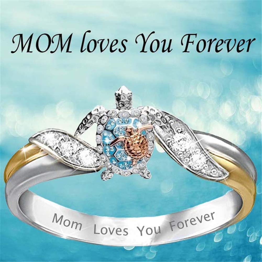 Mom Loves You Forever Turtle Statement Ring - Amamble