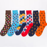 6 Pieces Couple creative fancy colorful cotton socks - Amamble