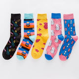 5 Pieces Couple trend stylish creative fancy colorful socks - Amamble
