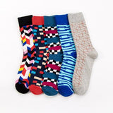 5 Pieces Couple creative fancy colorful Lattice animal socks - Amamble