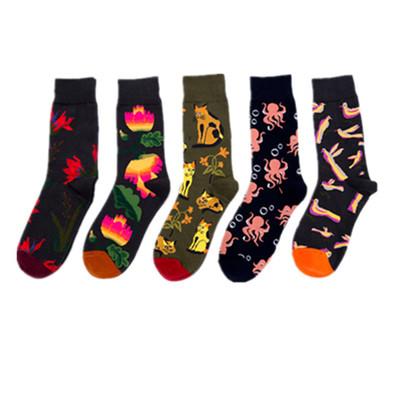 5 Pieces Floral animals creative fancy colorful socks - Amamble