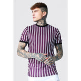 3D Stripe Print Short Sleeve T-Shirt - Amamble