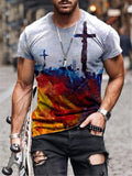 Men's Print Short Sleeves Casual T-shirt 03 - Amamble