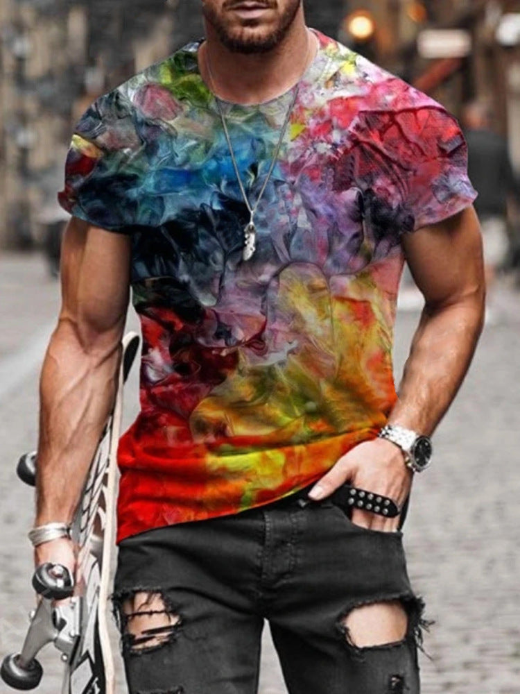 2021 Men's Painting Short Sleeves T-shirt - Amamble
