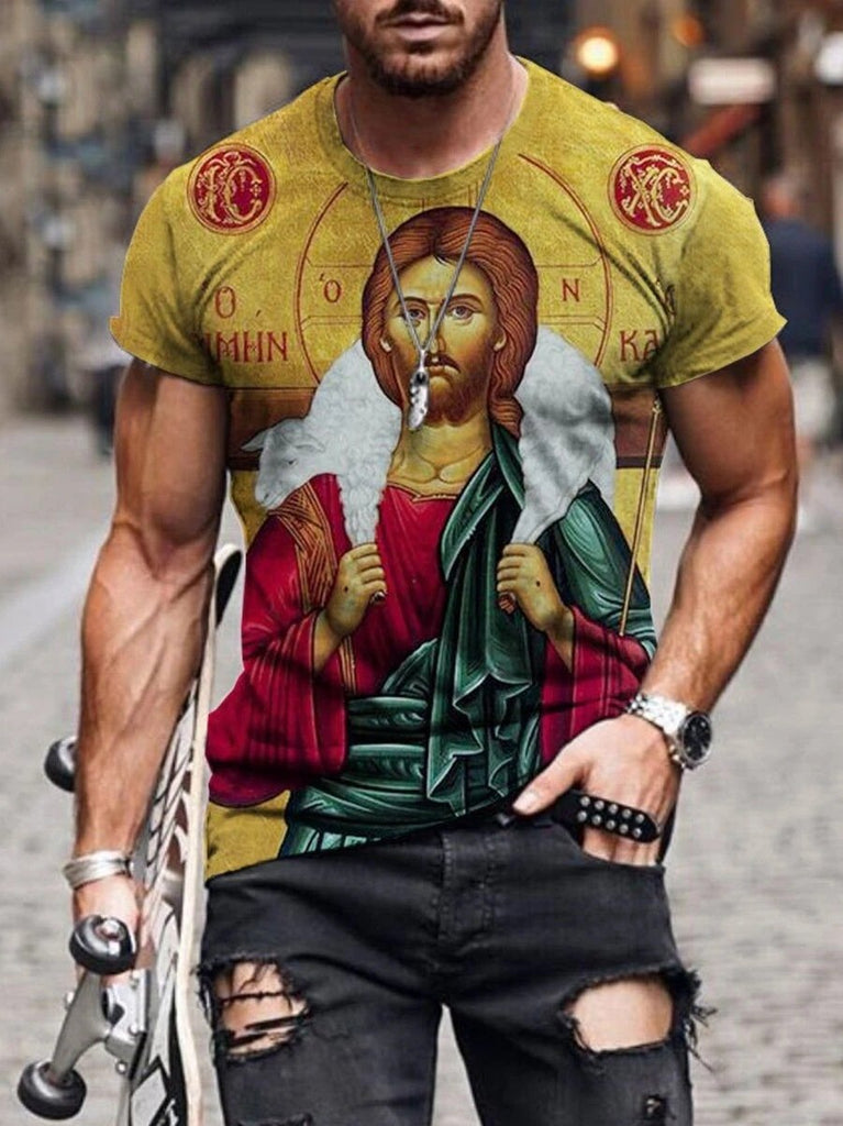 Men's Print Short Sleeves Casual T-shirt 24 - Amamble