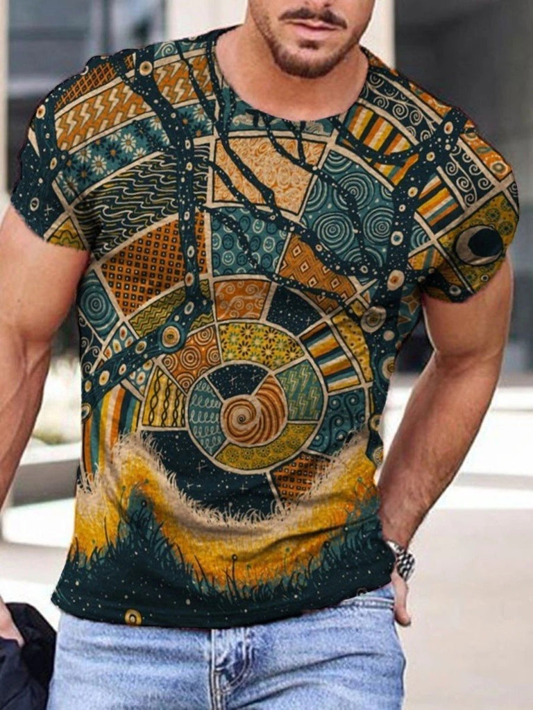Men's Abstract Painting Short Sleeves T-shirt 25 - Amamble