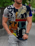 Men's Abstract Painting Short Sleeves T-shirt 28
