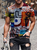 Men's Abstract Painting Short Sleeves T-shirt 29 - Amamble