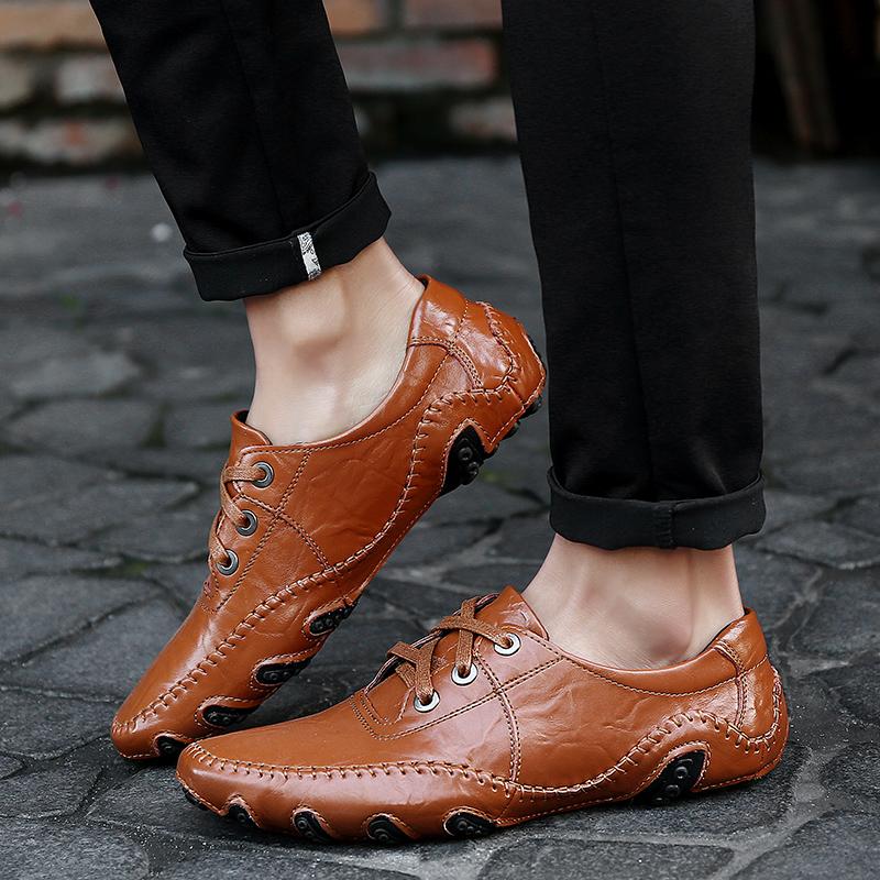 Genuine leather men's casual shoes - Amamble